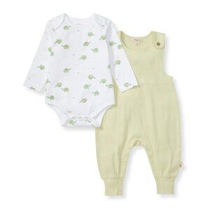 Burt's Bees Baby Tortoise Baby Jumpsuit & Bodysuit Set In Mint Tea - Size NB